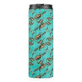 Turquoise en gouden Peacock Paisley Thermosbeker (Achterkant)