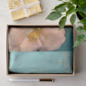 Turquoise en Gouden Roze Bloemig Tissuepapier (Geschenk)