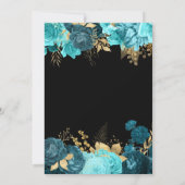 Turquoise en Gouden Rozen Bloemen Huwelijk Kaart (Achterkant)