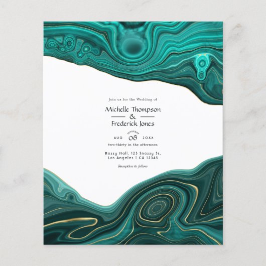 Turquoise en Gouden Strata Agate Trouw Flyer (Voorkant)