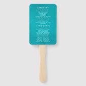 Turquoise en Gouden Tropisch Trouwprogramma Handwaaier (Achterkant)