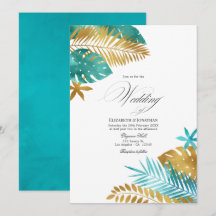 Turquoise en gouden tropische bruiloft