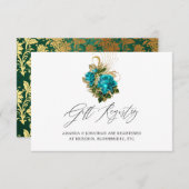 Turquoise en gouden trouwcadeau registratie in fan informatiekaartje (Voorkant / Achterkant)