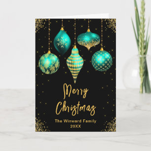 Turquoise en Gouden Versieringen Prettig Kerstfees Feestdagen Kaart