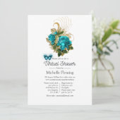 Turquoise en gouden virtuele douche kaart (Staand voorkant)