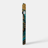 Turquoise en Gouden Wolf iPhone 15 Case (Linkerkant)