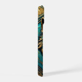 Turquoise en Gouden Wolf iPhone 15 Case (Rechterkant)