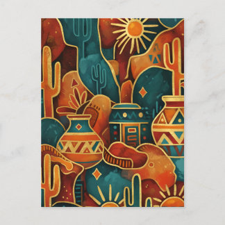 Turquoise en Gouden Zuidwesters Abstract Briefkaart