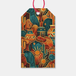 Turquoise en gouden zuidwesters abstract cadeaulabel