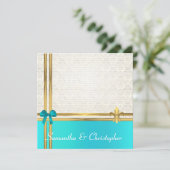 Turquoise en goudlint met witte damp kaart (Staand voorkant)