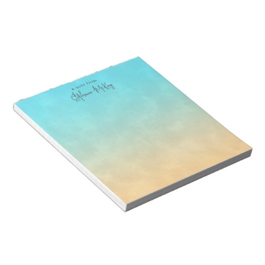 Turquoise en gradiënt gepersonaliseerd notitieblok (Schuin)