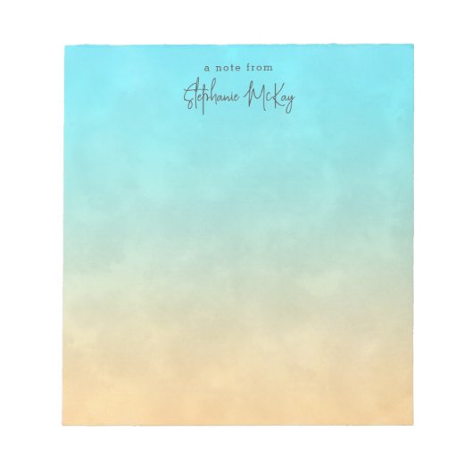 Turquoise en gradiënt gepersonaliseerd notitieblok (Voorkant)