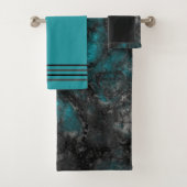 Turquoise en Gray Bad Handdoek (Insitu)