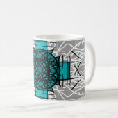 Turquoise en Gray Bohemian Mandala Koffiemok (Voorkant rechts)