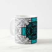 Turquoise en Gray Bohemian Mandala Koffiemok (Voorkant links)