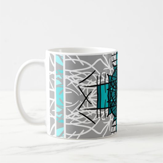 Turquoise en Gray Bohemian Mandala Koffiemok (Links)