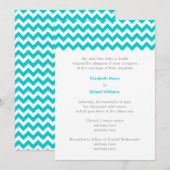 Turquoise en Gray Chevron Wedding Invitation Kaart (Voorkant / Achterkant)