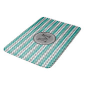 Turquoise en Gray Chevron Zigzag Monogram Badmat (Gekanteld)
