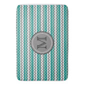 Turquoise en Gray Chevron Zigzag Monogram Badmat (Voorkant Verticaal)