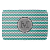 Turquoise en Gray Chevron Zigzag Monogram Badmat (Voorkant)