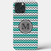 Turquoise en Gray Chevron Zigzag Monogram Case-Mate iPhone Case (Achterkant)