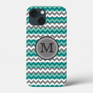 Turquoise en Gray Chevron Zigzag Monogram Case-Mate iPhone Case