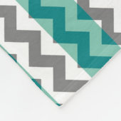 Turquoise en Gray Chevron Zigzag Monogram Fleece Deken (Hoek)