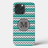 Turquoise en Gray Chevron Zigzag Monogram Hoesje-M Case-Mate iPhone Case (Achterkant)