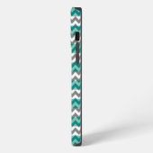 Turquoise en Gray Chevron Zigzag Monogram iPhone Hoesje (Linkerkant)