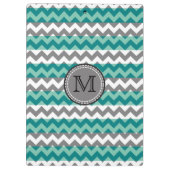 Turquoise en Gray Chevron Zigzag Monogram Klembord (Achterkant)
