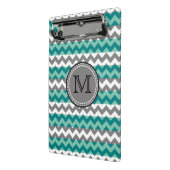 Turquoise en Gray Chevron Zigzag Monogram Mini Klembord (Angled2)