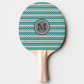 Turquoise en Gray Chevron Zigzag Monogram Tafeltennisbatje (Achterkant)