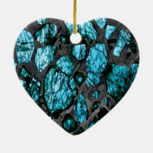 Turquoise en Gray Galactic Artistic Keramisch Ornament