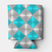 Turquoise en Gray met Silver Squares Blikjeskoeler (Achterkant)