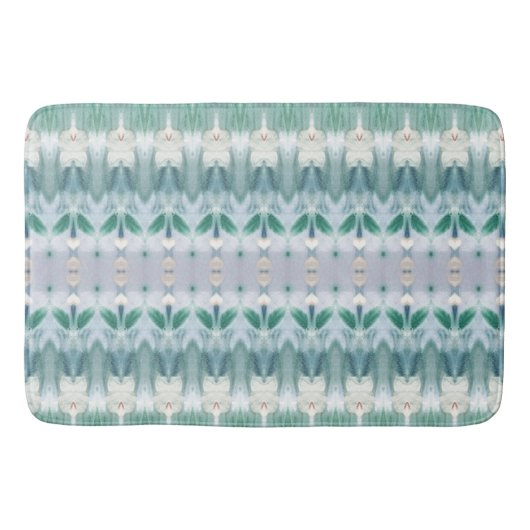 Turquoise en Gray Patterned Designer Badmat (Voorkant)