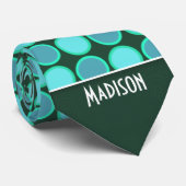 Turquoise en Green Polka Dots Stropdas (Opgerold)