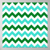 Turquoise en Green Zigzag Poster (Voorkant)