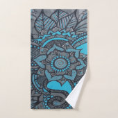 Turquoise en Grey Henna Geïnspireerde ventilator Bad Handdoek (Handdoek)
