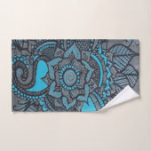 Turquoise en Grey Henna Geïnspireerde ventilator Bad Handdoek (Handdoek)