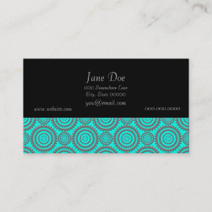 Turquoise en Grijs Geometrisch Patroon Kaleidoscoo Visitekaartje