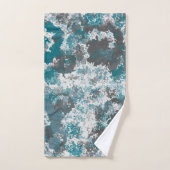Turquoise en Grijs Marmerd Abstract Sierkussen Bad Handdoek (Handdoek)