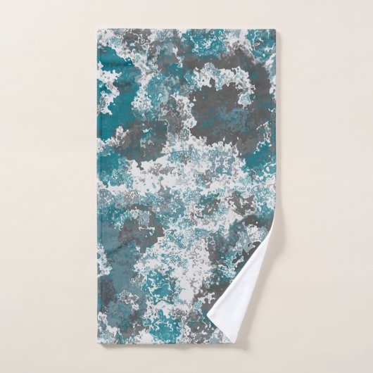 Turquoise en Grijs Marmerd Abstract Sierkussen Bad Handdoek (Handdoek)