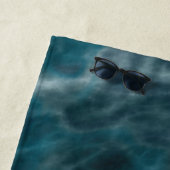 Turquoise en grijs water strandlaken (In situ)