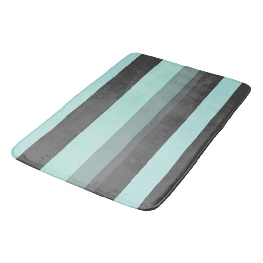 Turquoise en Grijze Abstracte Strepen Badmat (Gekanteld)