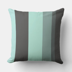 Turquoise en Grijze Abstracte Strepen Kussen