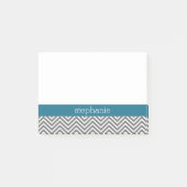 Turquoise en Grijze Chevrons Aangepaste naam Post-it® Notes (Voorkant)