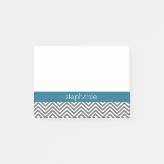 Turquoise en Grijze Chevrons Aangepaste naam Post-it® Notes (Voorkant)