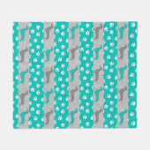 Turquoise en grijze Dachshund fleece deken (Voorkant (Horizontaal))