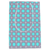 Turquoise en grijze geometrische patronen medium cadeauzakje (Voorkant)