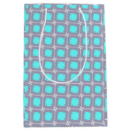Turquoise en grijze geometrische patronen medium cadeauzakje